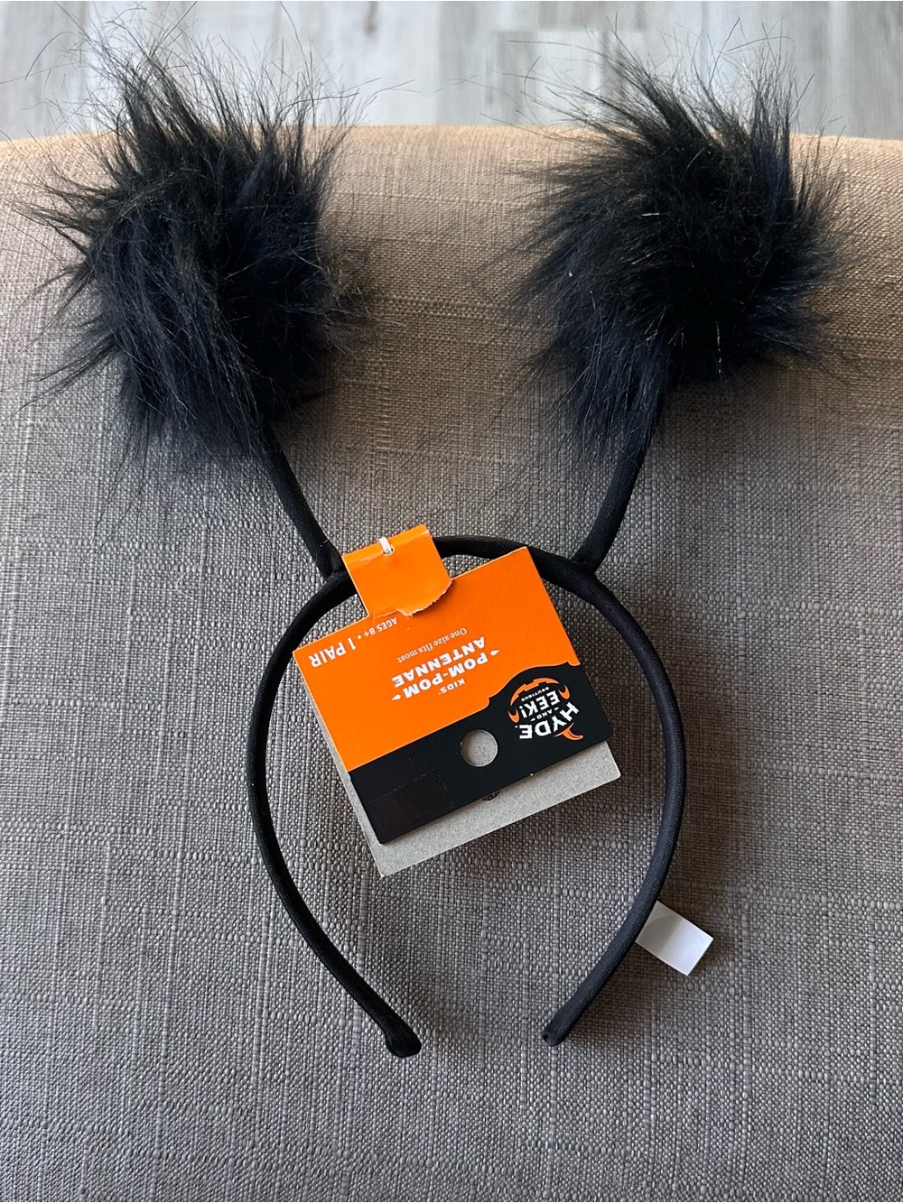 Kids Black Fuzzy Pom Pom Headband